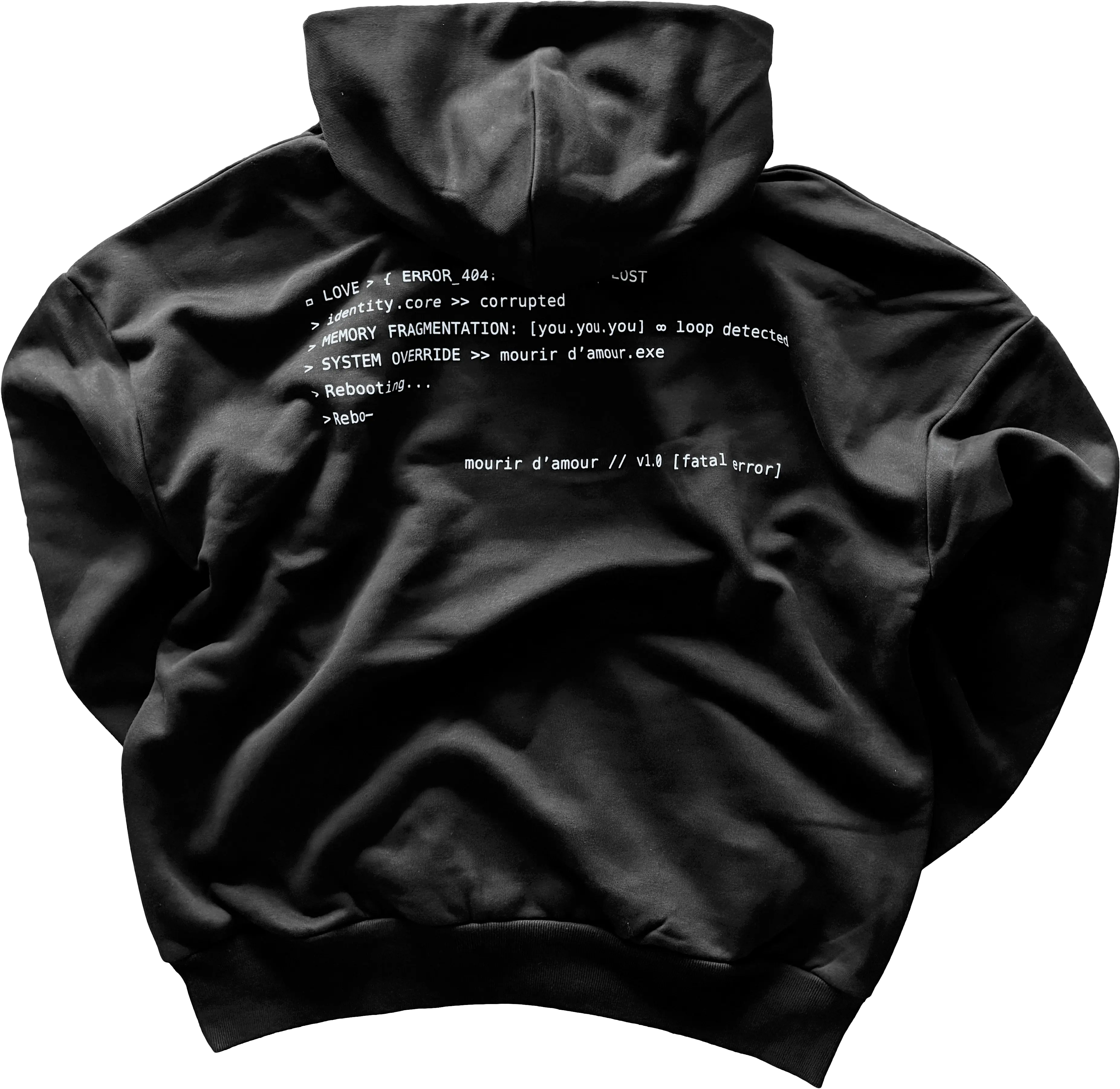 Sweat noir - Code Error blanc - vue principale