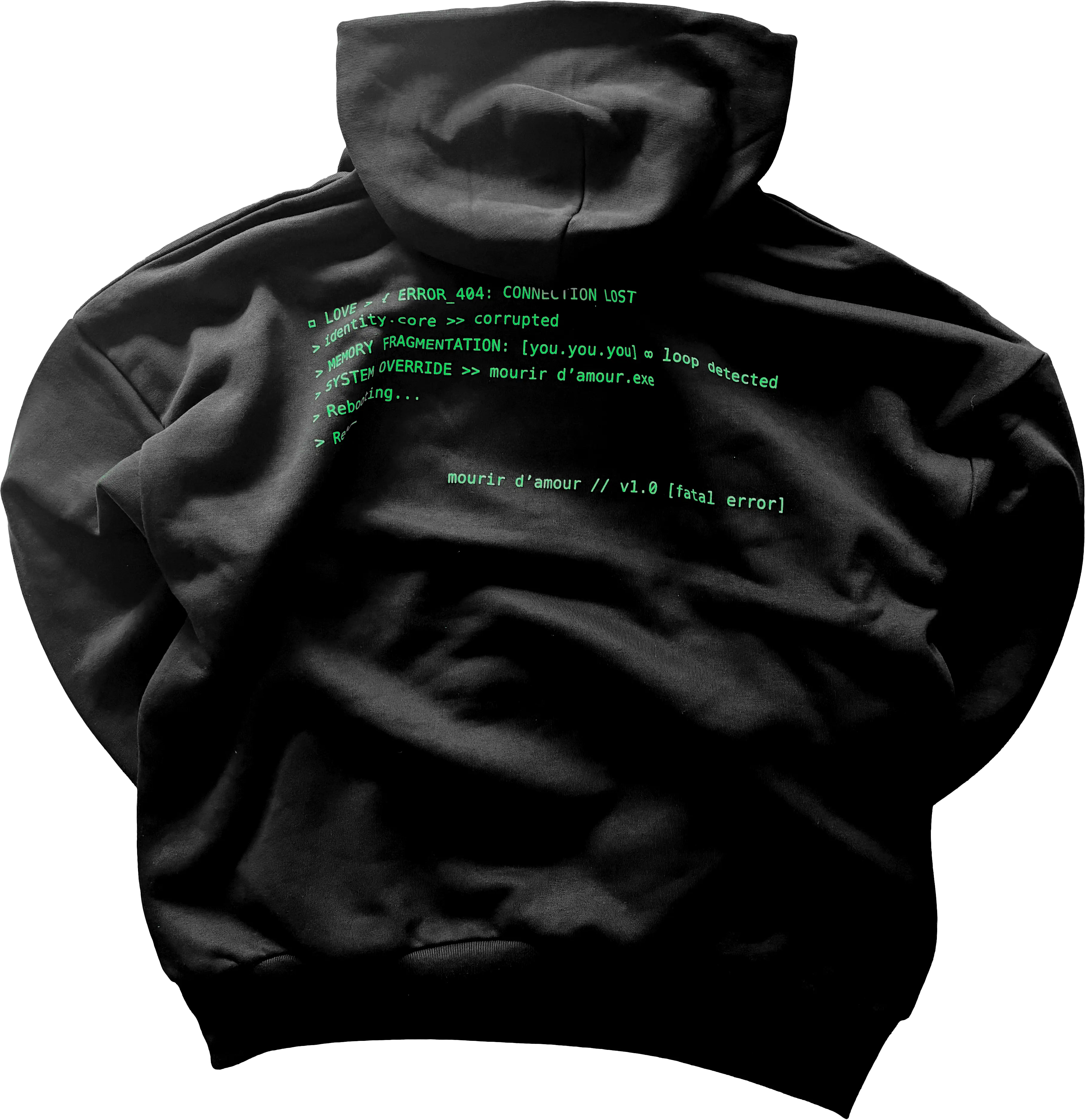 Sweat noir - Code Error vert - vue principale