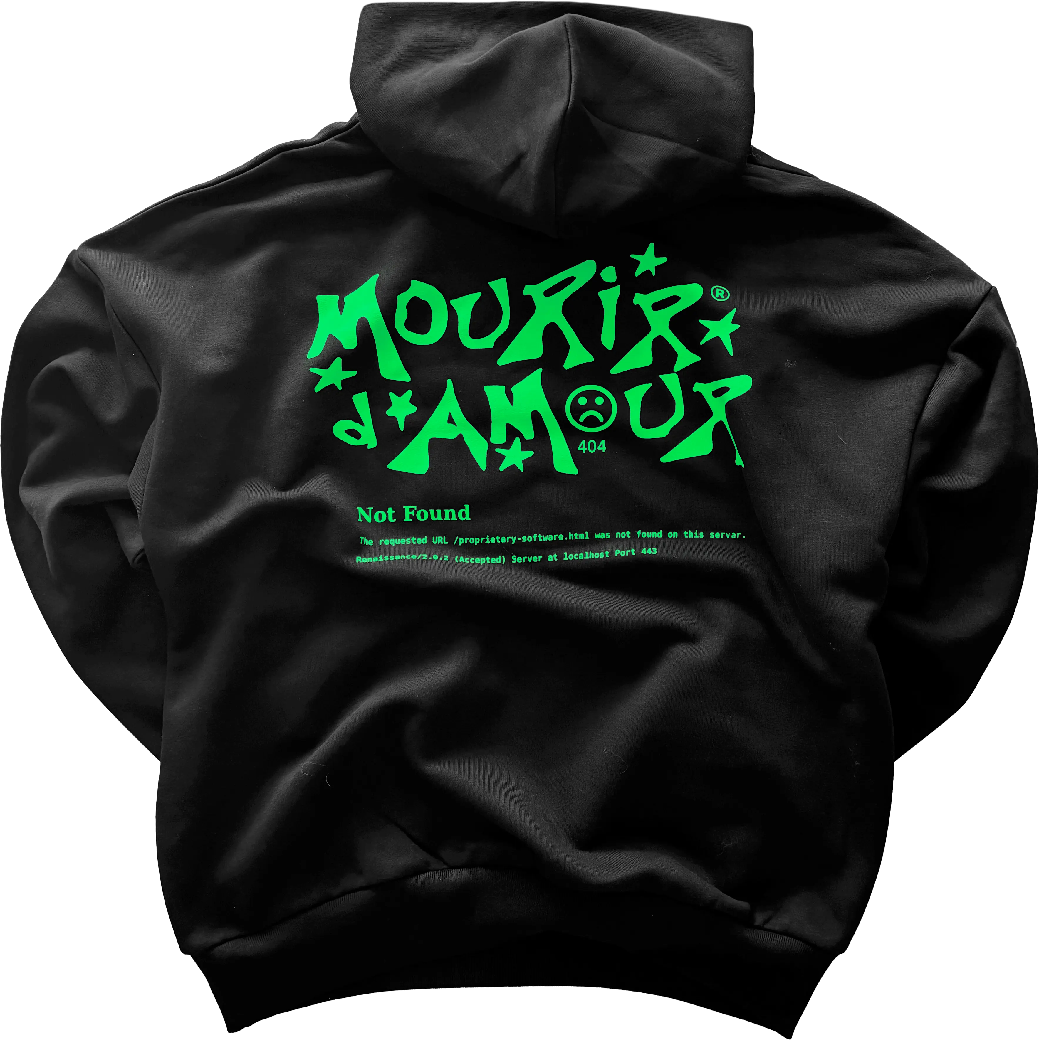 Sweat noir - Error 404 vert - vue principale