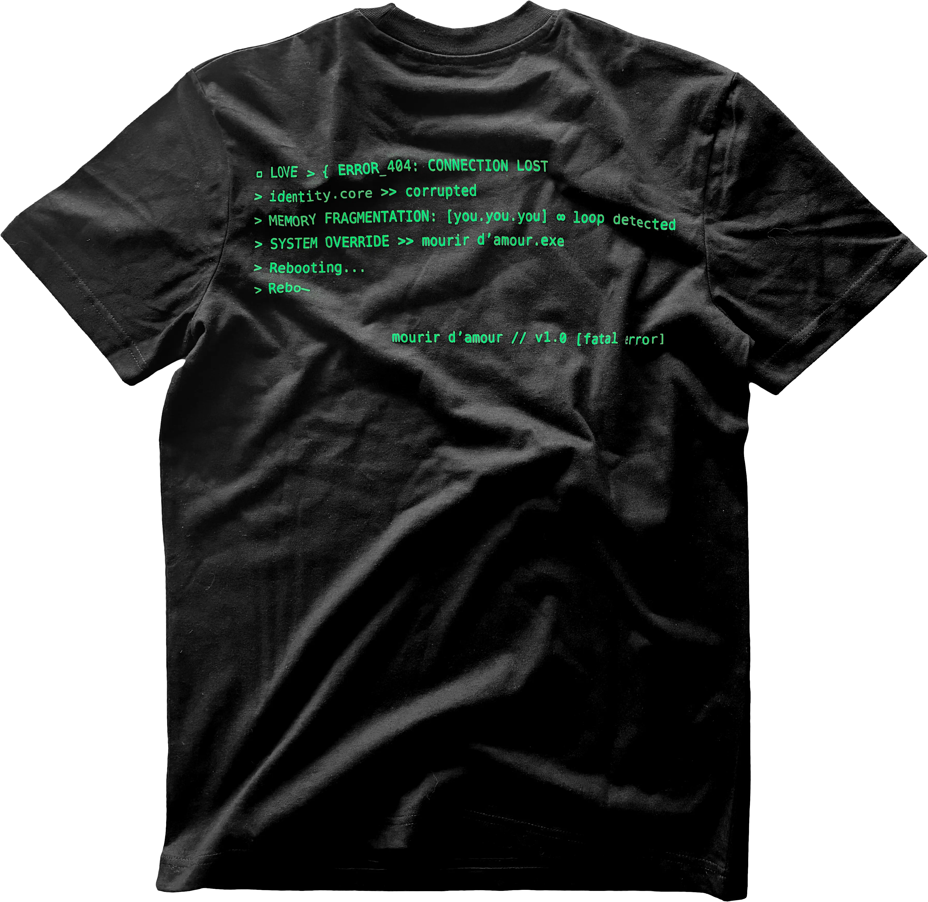 T-shirt noir - Code Error vert - vue principale